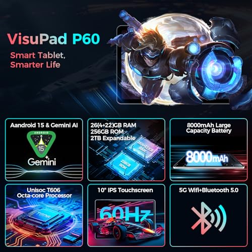 Image of Android 15 tablet with Keyboard, 26GB+256GB, Gemini AI, 8-Core, WiFi-Green | 10 inch Tablet, 26GB+256GB+2TB Expand, 8000mAh, BT5.0, GPS, GMS, Electronics Tablets PC with keyboard /Case /Mouse /Stylus