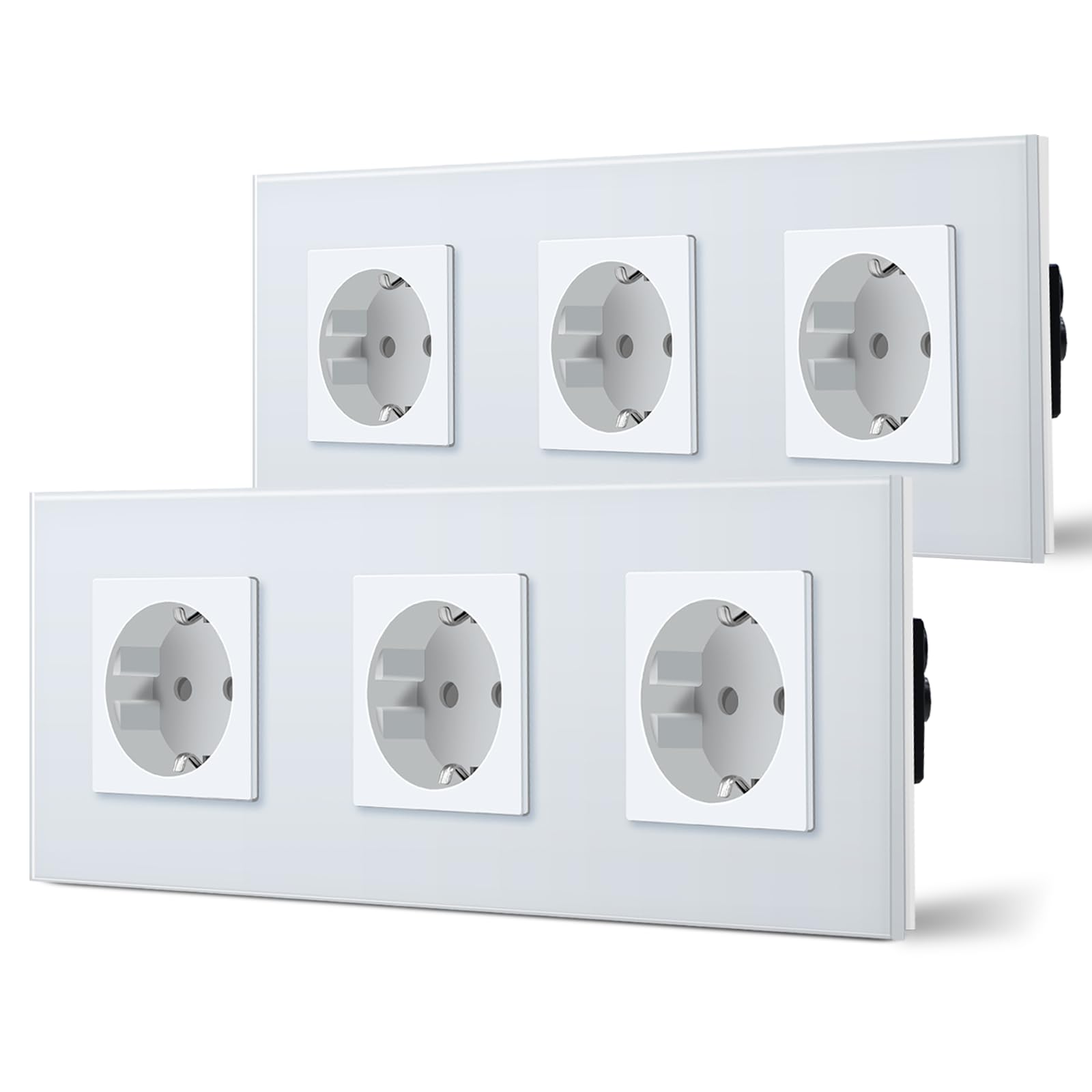 BSEED Enchufe de Pared con USB C,Enchufes Dobles Empotrados con Cristal,Toma de Corriente,Seguridad infantil,Fácil de Instalar,M Serie,2 Enchufes con USB y Tipo C,157mm Blanco — view 40