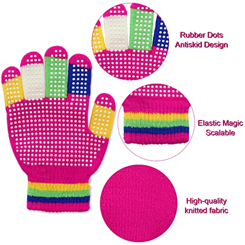 Whaline W3321 9 Pairs Kids Anti-Skid Magic Gloves Winter Knitted Gloves Full Finger Grip Anti-Slip Children Gloves thumb #2