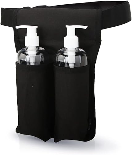 LANLAOER Bolsa ajustable de tela Oxford para botella de masaje, botella doble, aceite y loción, bolsa para administrar herramientas para spa y salón