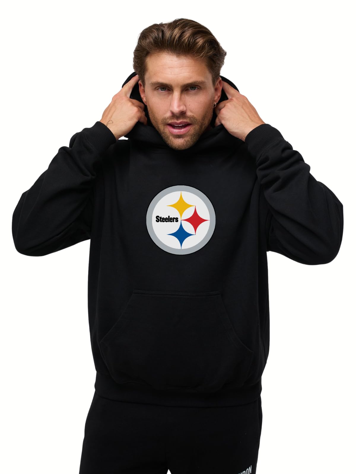 OOSC Mens Pittsburgh Steelers Hoodie Sweatshirt, Black, S EU