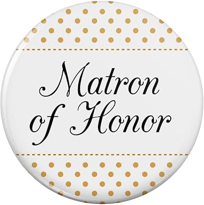 Matron of Honor Wedding Elegant Polka Dots Pinback Button Pin