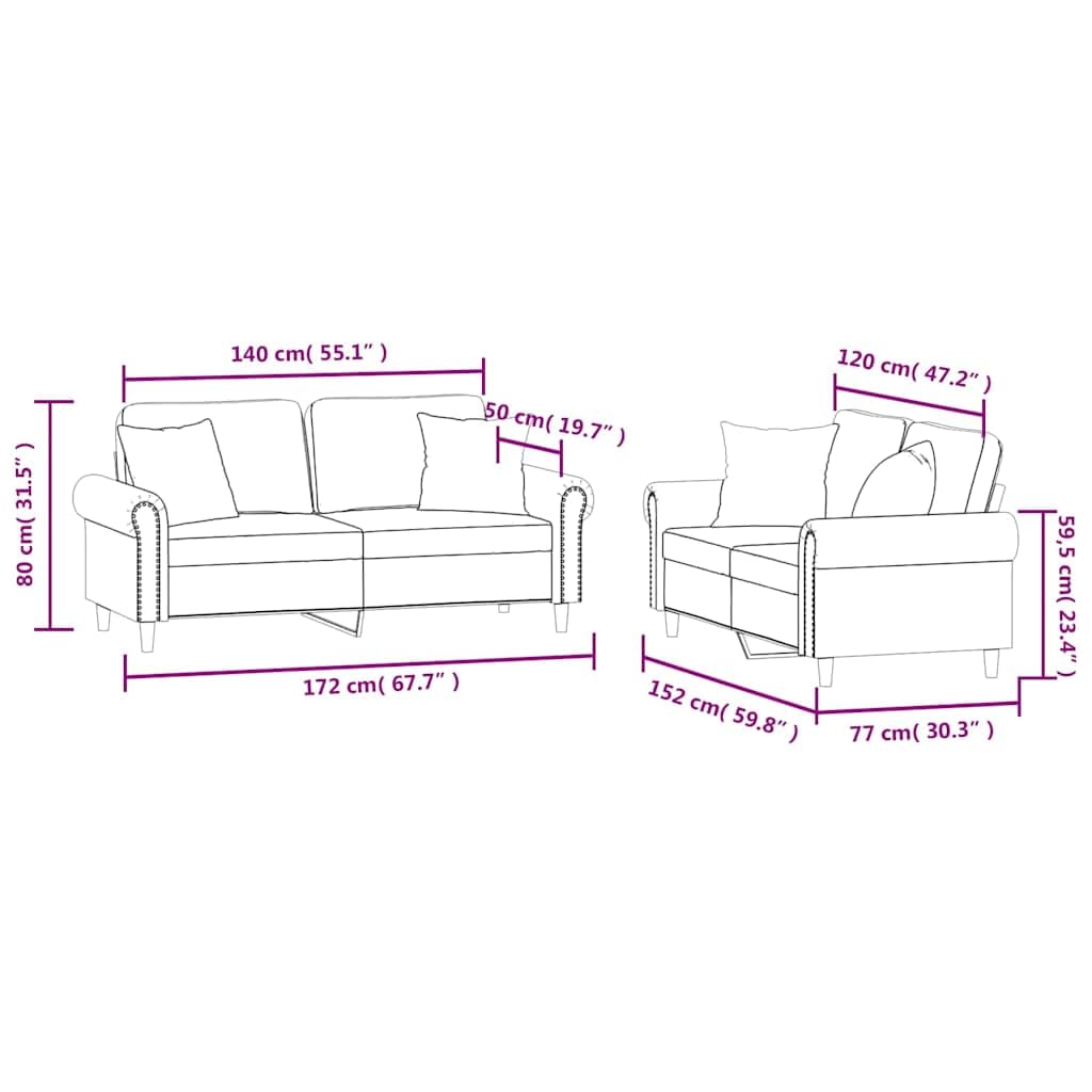 2-częściowy komplet sof, czarny, aksamitny, 2-osobowa, 152 x 77 x 80 cm, z poduszkami, do salonu, biura, lounge, przytulna, nie zajmuje dużo miejsca