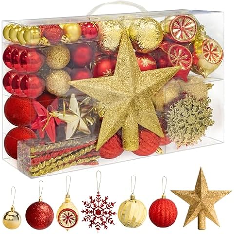 SA Products 108-Piece Red & Gold Baubles Set Cover