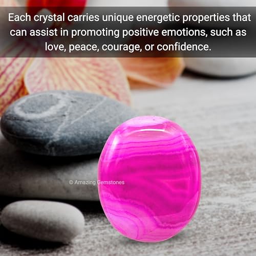 Image of Amazing Gemstone Pink Onyx Crystals and Healing Stones - Large Palm Stone Crystals Piedra - Crystal for Good Luck, Balanced Positive Energy, Meditation - Unique Stocking Stuffers, Gifts for Women, Men