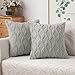 MIULEE Lot de 2 Housses de Coussins Doux Peluche en Laine et Daim avec des Motifs de Diamant sur Deux Faces Décoratif Taie d'oreiller à Salon Chambre Canapé 40x40 cm Gris Clair