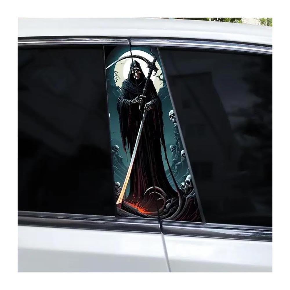 Decorative Items 2pcs Car Center Column Stickers DIY Horror Skull Car Door Pillar Stickers(E)