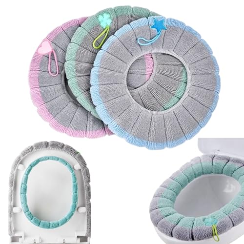 Lot de 4 housses de siège de toilette avec poignée lavables pour WC