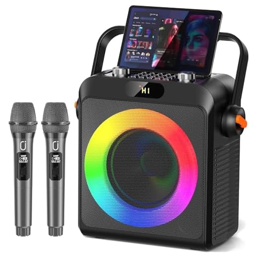 JYX Karaoke mit 2 Mikrofonen, Bluetooth-Karaoke-Lautsprecher und DJ-Lichtern für Erwachsene und Kinder, PA System mit Mikrofon, Karaoke, tragbar, für Partys zu Hause, im Freien