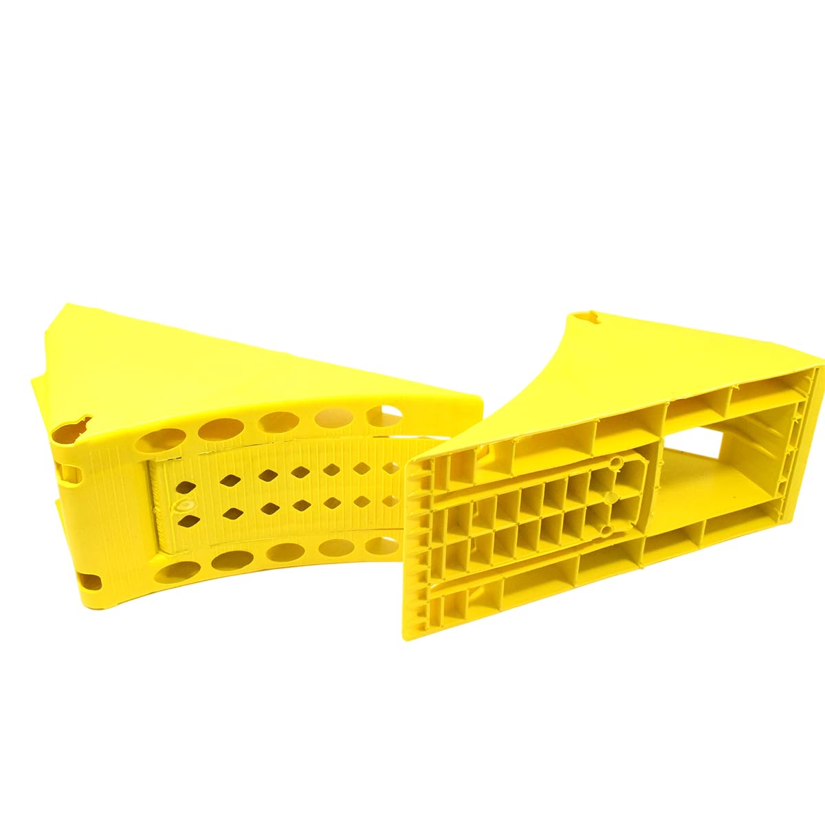 Generisch 2 cuñas de freno antideslizantes para camiones, con soporte, 6500 kg, 6,5 t, color amarillo
