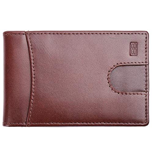 Image of Brooklyn Bridge Genuine Leather Money Clip Wallet for Men VT Brown - Premium Slim RFID Protected Wallet with Cash Clip & Multiple Card Slots, Stylish Front Pocket Design, Gift for Men