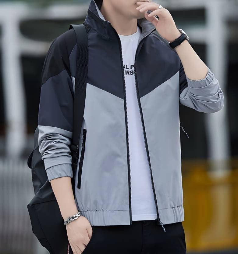 Image of MIA FASHION Mens Jackets for Summer, Lightweight Windcheater Jacket, Full Sleeves, Regular Fit, Stylish Stand Collar, Zipper Closure