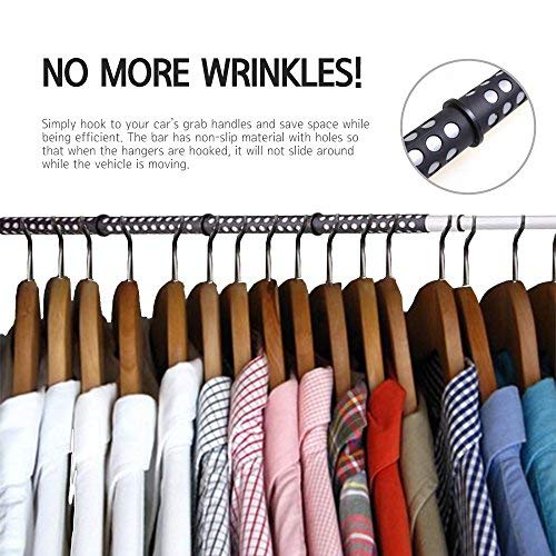 RED SHIELD Automotive Clothes Hanger Bar, Set of 2, Hook to Hang, Portable, Expandable (39" to 67") Heavy Duty Clothing Organizer Rod Rack
