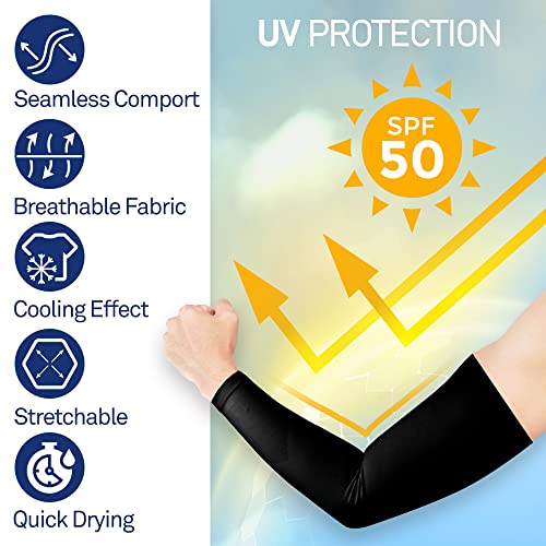 AH JOEAH Compression Arm Sleeve - UV Sun Protection Colling Sports Basketball Cycling Golf Tattoo Cover Up for Men Women White Free