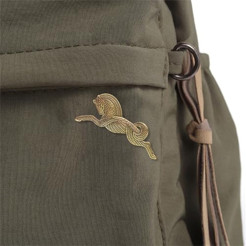 Image of Dreuyet Horse Brooch Pin Horse Racing Suit Lapel Pin for Women Men Rhinestone Antique Gold Horse Animal Brooch Clothing Outfits Accessory Jewelry