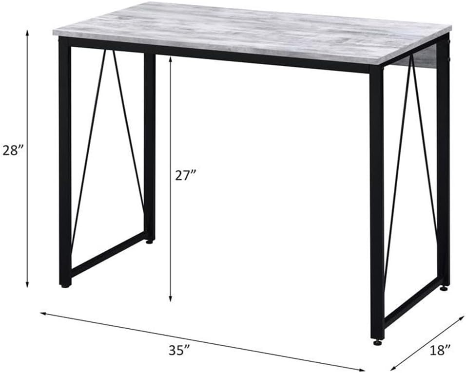 Acme Zaidin Wooden Rectangle Top Writing Desk in Antique White and Black