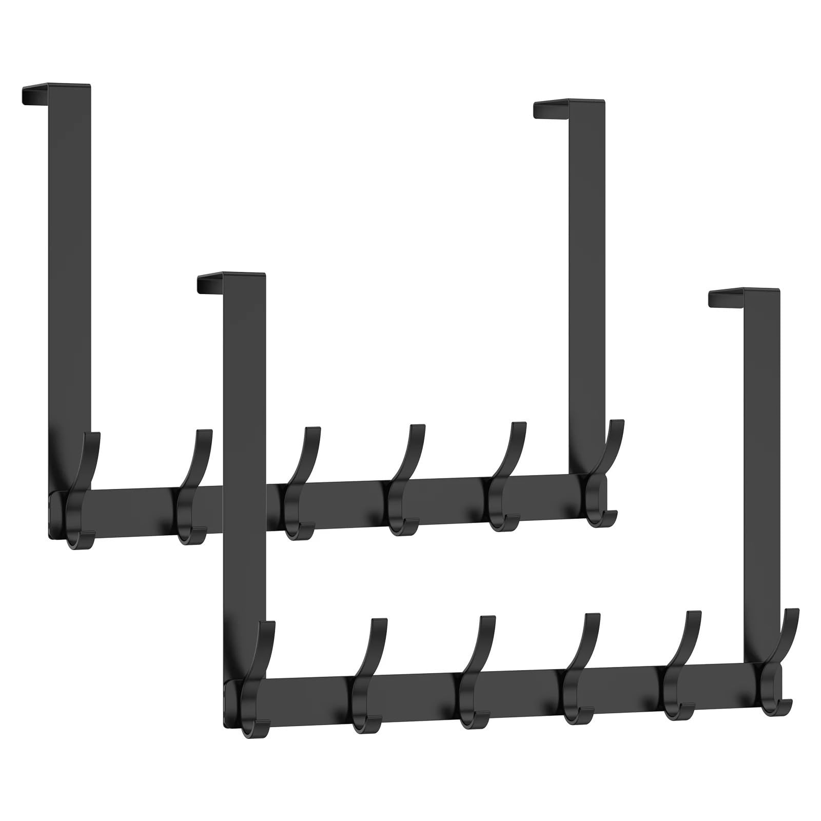 YILWPV 3 Pcs Over The Door 12 Hooks Punch-Free Home Behind Hanger Hat Towel Clothes Key Kitchen Bathroom Storage Rack(Black)