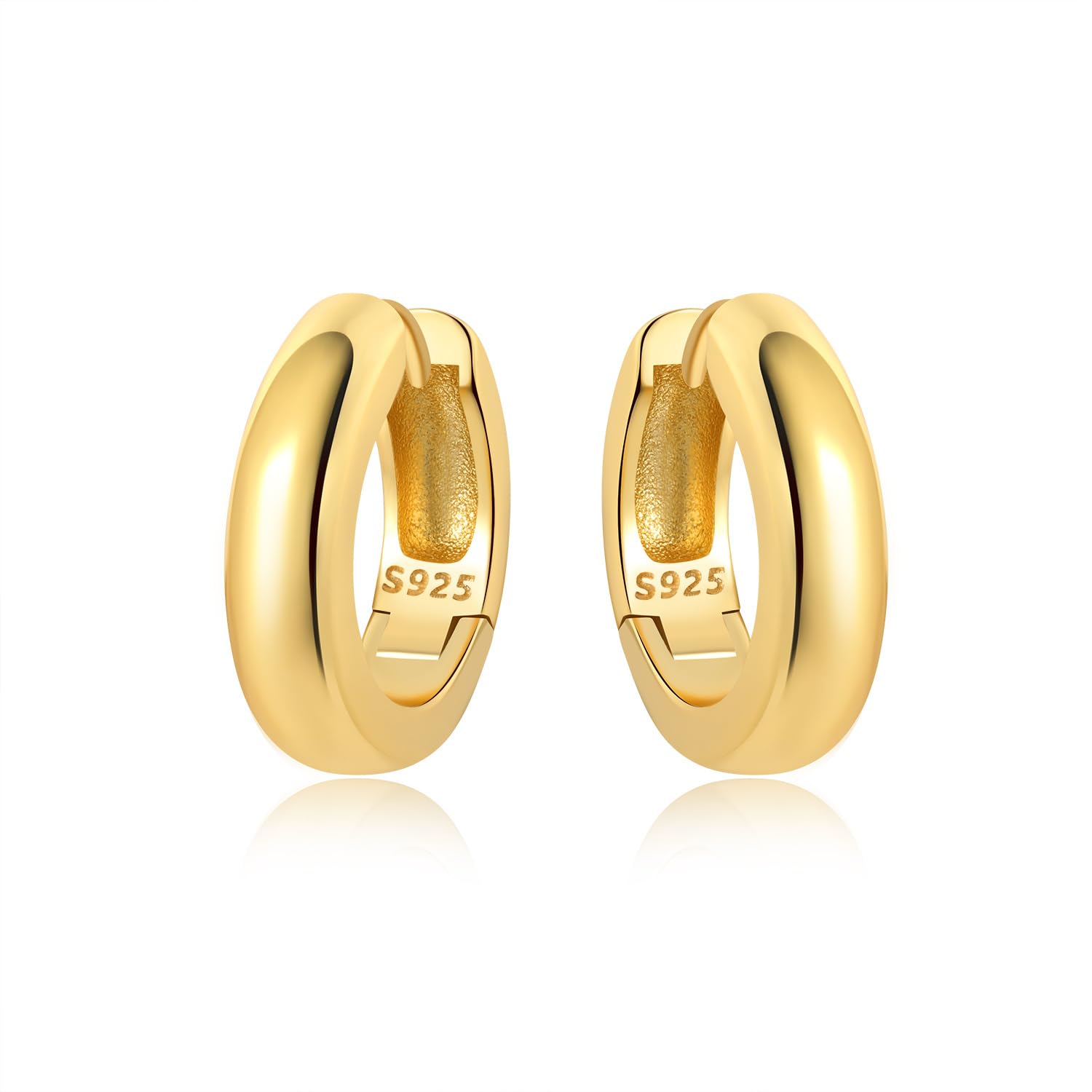 Pendientes de aro de plata de ley 925 para mujer, hipoalergénicos, estilo huggie — view 23