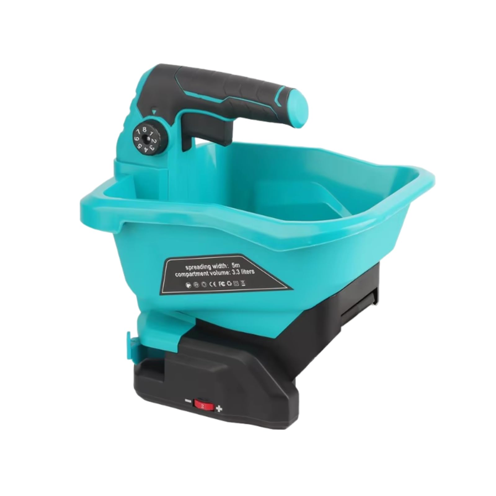 Brushed Engine Handheld Spreader 6 Gears Fertilizer 5 M Width Yard Tool Turquoise Hopper, Seeder Bare Machine | Seeders & Spreaders Plant Care Soil Accessories Gardening Supplies Garden-image-18