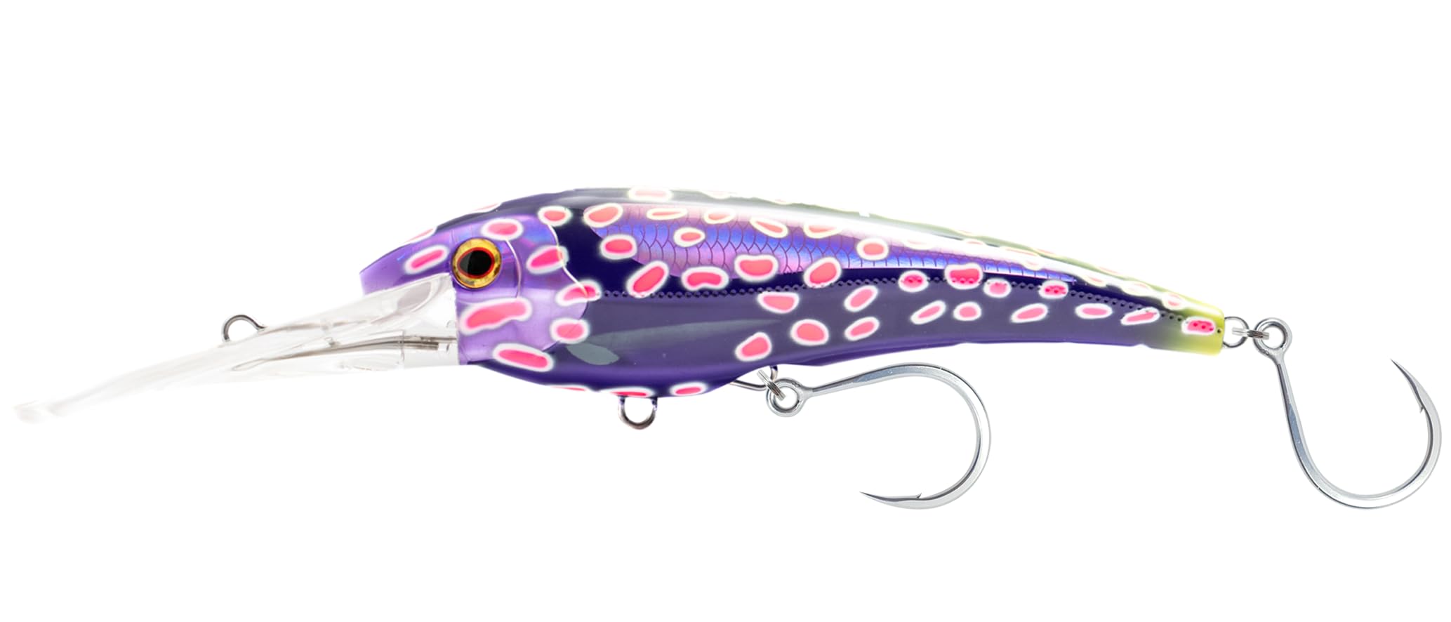 Nomad Design DTX Minnow 200 Patented Autotune System-Distressed Baitfish Swimming Action, Hydrospeed Belly Eyelet, Fast Trolling, BKK Diablo 5X Singles 11/0 Hooks, 200 SNK 8, 40ft, Nuclear Coral Trout