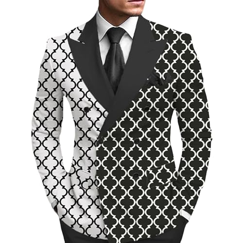 Color Block Print Blazers for Men Stylish Business Casual Suit Jacket Performance Slim Fit Versatile Sport Coat