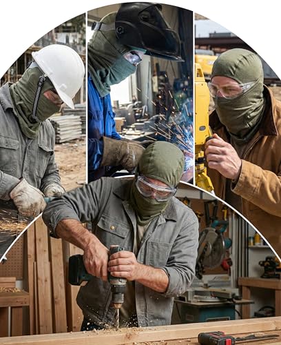 Image of BOCOMAL FR Face Mask Flame Resistant Balaclava 5.5oz Lightweight Arc Rated Helmet Liner Covering Hood for Welding