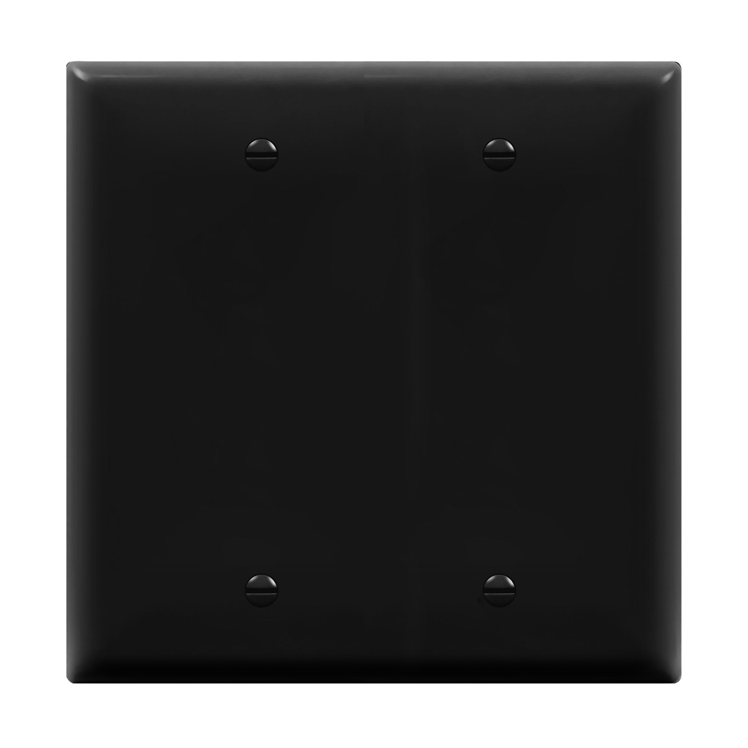 ENERLITES Double Blank Device Wall Plate, Gloss Finish, Mid-Size 2-Gang 4.88" x 4.92", Unbreakable Polycarbonate Thermoplastic, UL Listed, 8802M-BK, Black