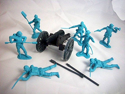 Marx and Classic Toy Soldiers, Inc Union Artillery Set. 7 Marx Union Figures in Blue Plus 1 Classic Toy Soldiers, Inc Civil War Cannon, Offered by Classic Toy Soldiers, Inc