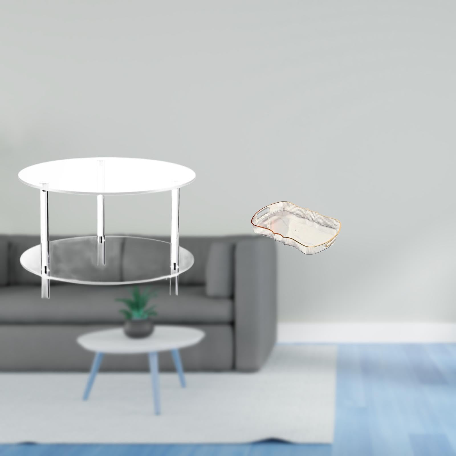 Enakshi® Acrylic Compact Nightstand Table with Easy Assembly and Multiuse Food Serving Tray for Living Room Bathroom Vanity and Breakfast Storage|Home & Garden | Furniture | Tables-image-19