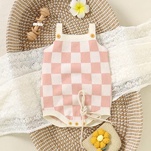 Gueuusu Newborn Baby Girl Summer Clothes Checkerboard Plaid Print Sleeveless Knitted Bodysuit Romper One Piece Jumpsuit4