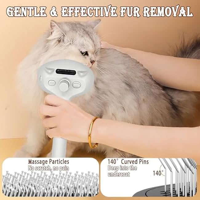 Pet Steam Brush for Dog & Cat, 4 in 1 Pet Spray Hair Removal Comb Rechargeable Steam for Shedding & Grooming Water Brush for Long Short Haired Pets for Removes Loose Hair and Reduces Shedding-p0Fq0HIc