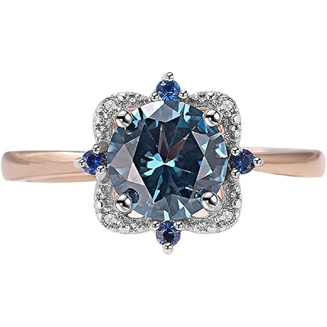 925 Sterling Silver Plated Platinum-Set Topaz for Women's Engagement and Wedding Rings Blue Topaz Ring