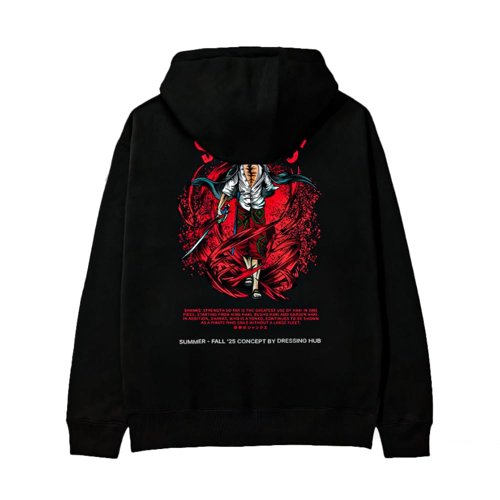 Shanks King of Haki Graphic Hoodie Black-image-34
