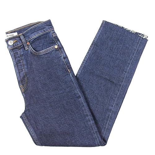 RE/DONE Women's 70s Stove Pipe High-Rise Crop Jeans Dark Rinse Wash (as1, Numeric, Numeric_24, Regular, Regular, 24)