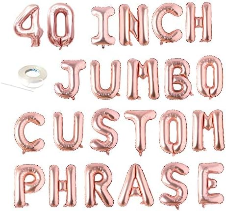 Cartel grande de oro rosa personalizado de 40 pulgadas con frase personalizada, alfabeto, números, nombre, palabra, fiesta nupcial