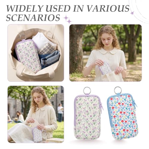 Image of KJQJLY 2 Pack Portable Tampon Organizer Bag Tampon Holder & Storage Case with Zipper for Travel, Discreet Period Bag for Purse, Waterproof Feminine Products Pouch for Women (Lavender Floral)