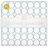 SwaddleDesigns Large Receiving Blanket, Ultimate Swaddle for Baby Boys, Girls, Softest US Cotton Flannel, Best Shower Gift, Made in USA, SeaCrystal Mod Circles (Mom's Choice Award Winner)