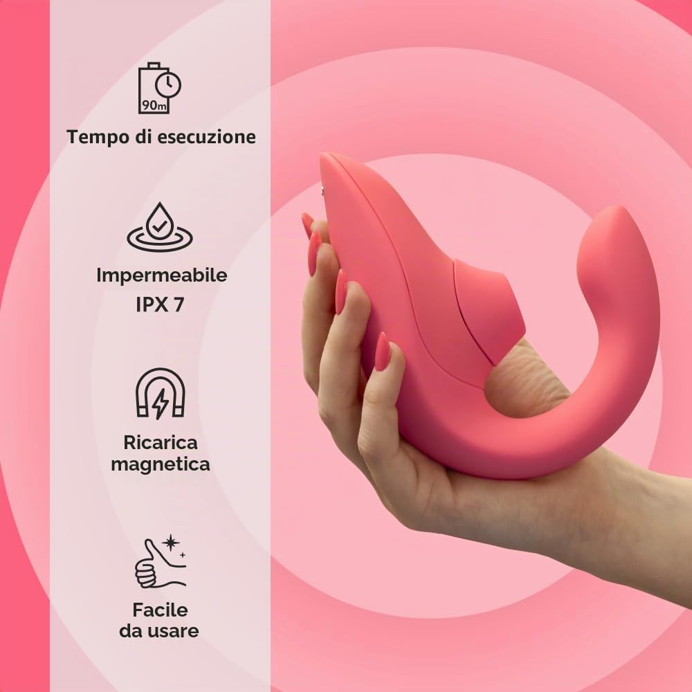 Womanizer Blend Vibratore Rabbit Stimolatore Doppio, Stimolazione Clitoridea Pleasure Air, Vibrazione per il Punto G e Risucchio del Clitoride, Sex Toy per Donne, Impermeabile e Ricaricabile - Rosa