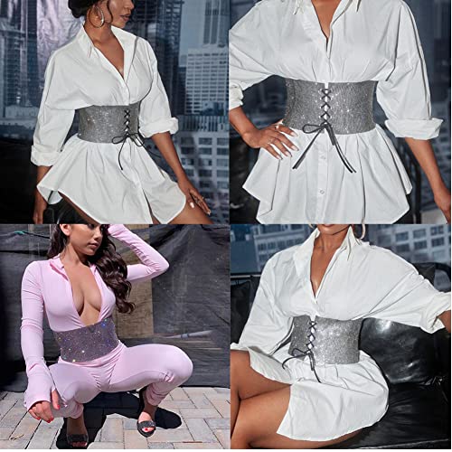 Women Sparkly Rhinestone Waistband Bling Crystal Wide Waist Belt Corset Wedding Bridal Sash4