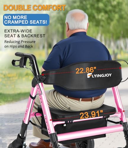 Image of Heavy-Duty Walkers for Seniors with seat,450Lb Bariatric Rollator Walker