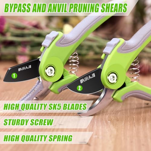 AIRAJ Secateurs Set of 2, Bypass and Anvil Pruning Shears with Rust Proof Stainless Steel Blades, Non-Slip Handle, Garden Scissors -Professional Gardening Hand Tools 2 AIRAJ Secateurs Set of 2, Bypass and Anvil Pruning Shears with Rust Proof Stainless Steel Blades, Non-Slip Handle, Garden Scissors -Professional Gardening Hand Tools - Image 2