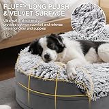 Gimars 9,5 cm Dickes L Orthopädisches Hundebett für Sehr Grosse Hunde, Stützendes Hundesofa mit 28D Eierkarton-Schaum, Abnehmbarer Waschbar Plüschbezug, wasserdichte Innenhülle, Halbrund