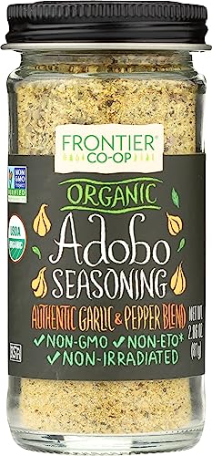 Image of Frontier Co-op Organic Adobo Seasoning, Sea Salt with Organic Garlic, Onion, Black Pepper, Oregano, Bay Leaf, Turmeric | 2.86 Ounce (Pack of 12)