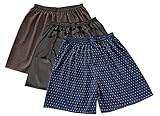 TONY & CANDICE Men's Satin Boxers Shorts Combo Pack Underwear (Chestnut + Black + Navy Blue Polka Dot 3-Pack, Medium)
