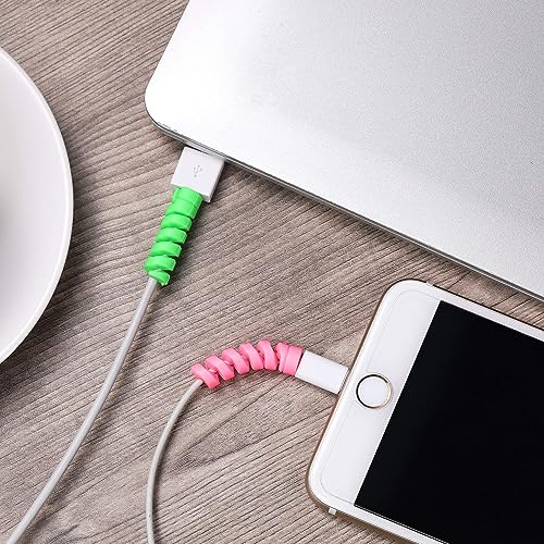 Image of Spiral Charger Cable Protector Data Cable Saver Charging Cord Protective Cable Cover Set of 2 (8 Pieces)