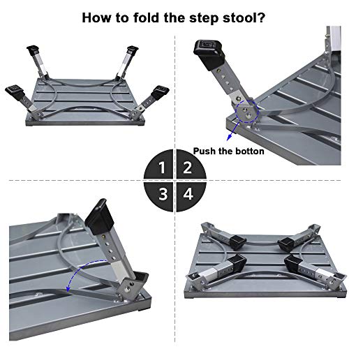Helesin Rv-Folding-Step, 19" X 14.5" Aluminum Platform Step And Ladder Supports Up To 1,000Lbs, Includes Non-Slip Rubber Feet, More Stable For Trailer, Motorhome, Suv, Camping #TOP4