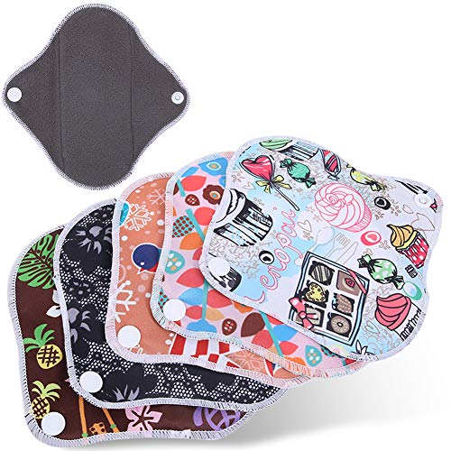 Menstrual Pad,Sanitary Pad, Menstrual Pad Reusable Waterproof Bamboo Charcoal Fiber Cloth Washable Women Sanitary Pad (H6-H10) #TOP5