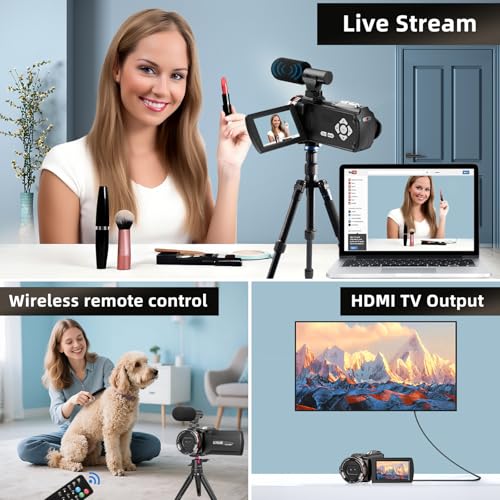 Rumyums 4K UHD 64MP Video Camera Camcorder for YouTube TikTok, Dual Lens 120° Wide Angle, 18X Digital Zoom, 3.0" IPS Screen, Mic & Remote, 32GB Card and 2 Batteries for Vlogging, Travel by Rumyums - Used condition - Image 6