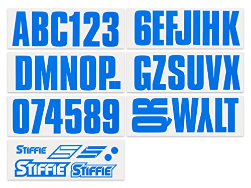 Image of Stiffie UNILINE 3 inch Alpha-Numeric Registration Identification Numbers Stickers Decals for Boats & Personal Watercraft (Octane Blue)