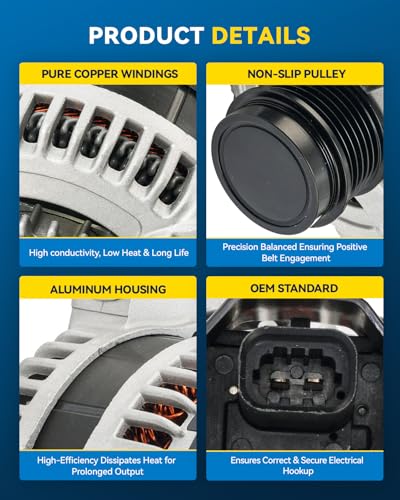Image of PHILTOP New 11787N Alternator Compatible with Chevrolet 2012-2015 Camaro 3.6L, 140A Automotive Alternator